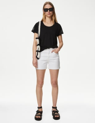 

M&S Collection Top de lino con bordadoWomens - Black, Black