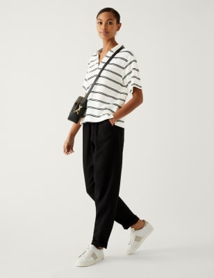 

Womens M&S Collection Striped Textured Top - White Mix, White Mix