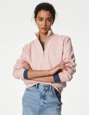 Half zip sale pink sweater