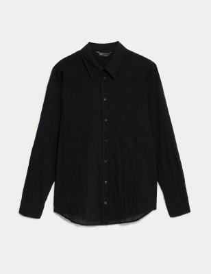 Cotton Rich Textured Collared Shirt