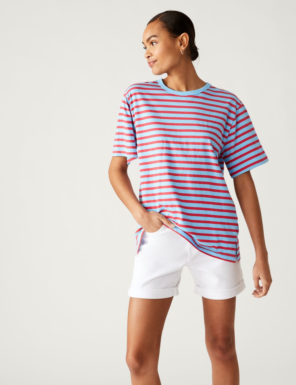 Pure Cotton Oversized Striped T-Shirt image 2