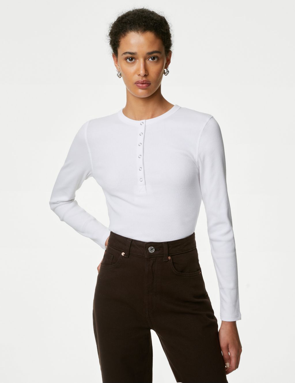 Cotton Rich Ribbed Henley Top image 4