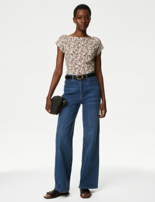 

Womens M&S Collection nCotton Blend Floral Off The Shoulder Top - Multi, Multi