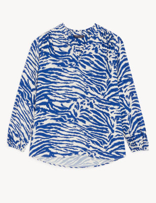 

M&S Collection Blusa larga de escote en pico estampadaWomens - Navy Mix, Navy Mix