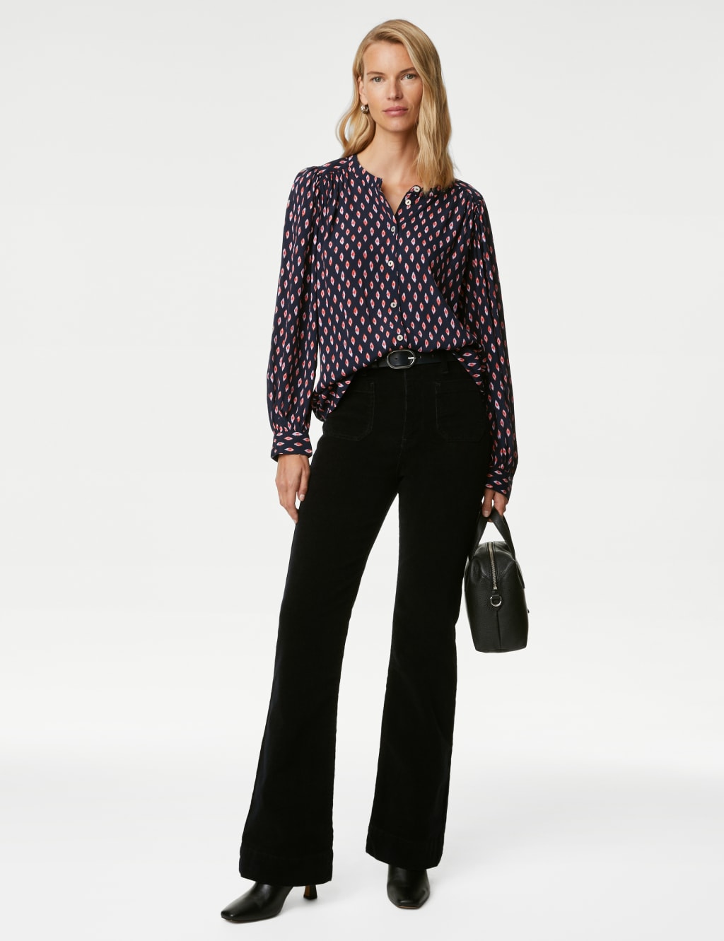 Printed Longline Button Through Blouse image 1
