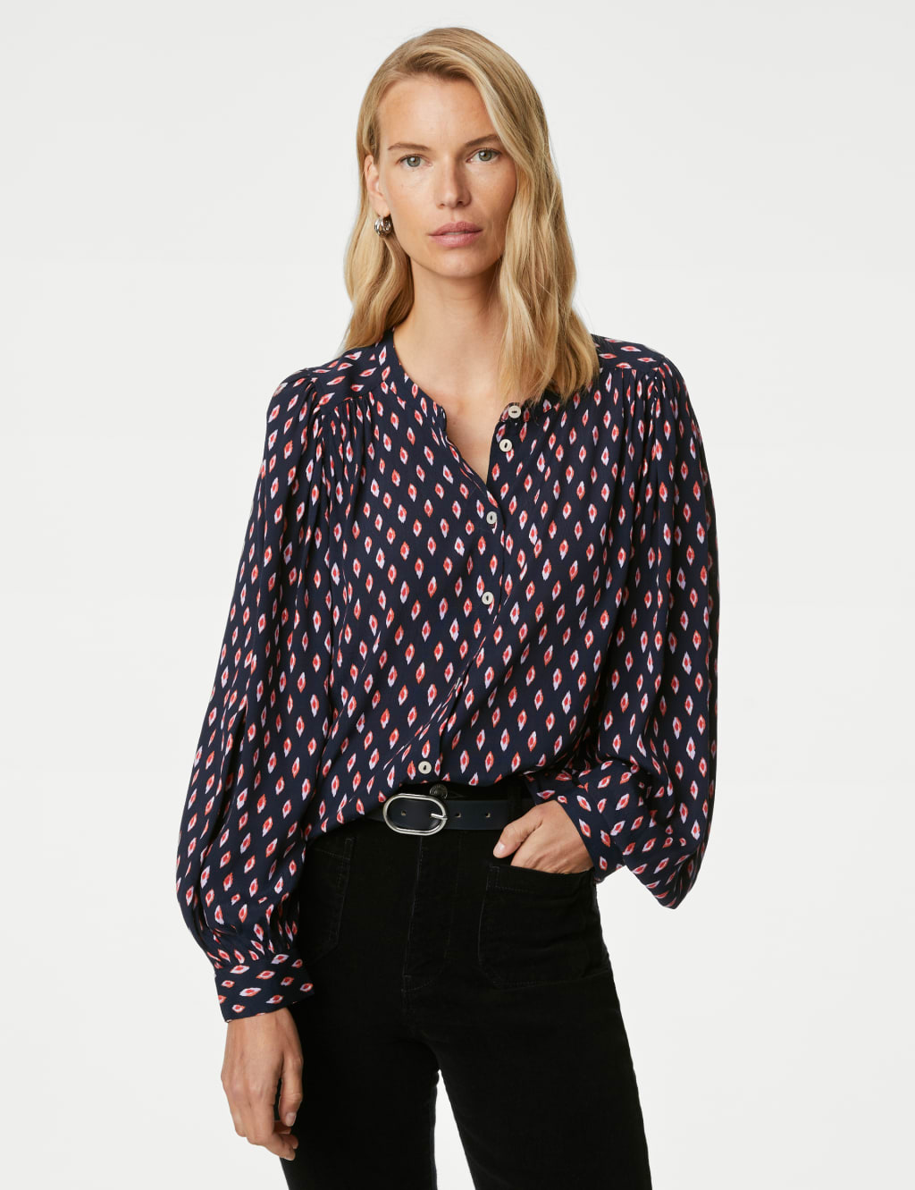 Printed Longline Button Through Blouse image 3