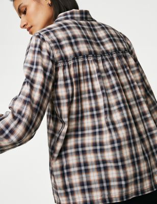 Pure Cotton Checked Collared Shirt