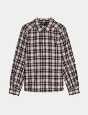 Pure Cotton Checked Collared Shirt