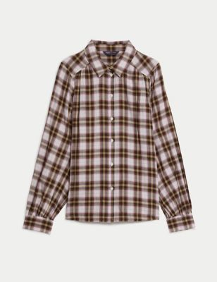 Pure Cotton Checked Collared Shirt