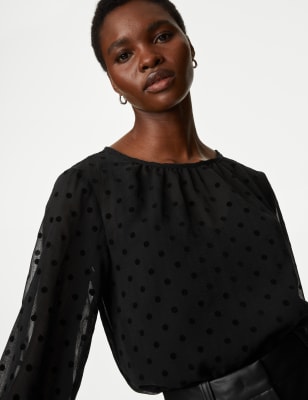 Chiffon Polka Dot Blouse | M&S US