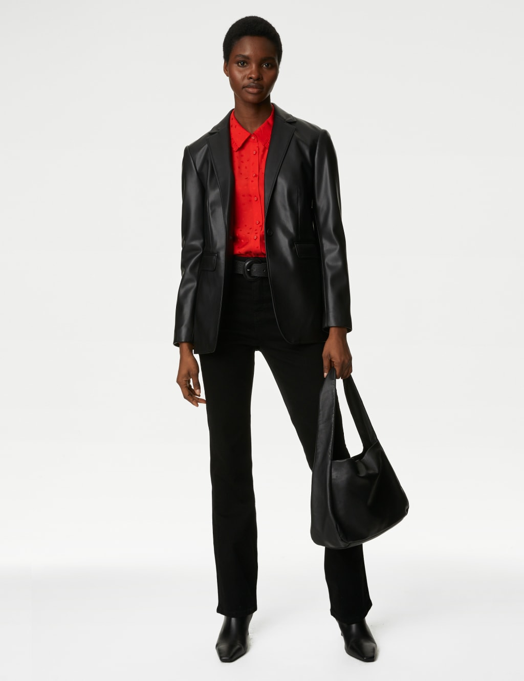 Jacquard Collared Ruffle Blouse image 3