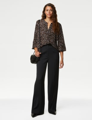 

Womens M&S Collection Shimmer Floral Printed Blouse - Black Mix, Black Mix