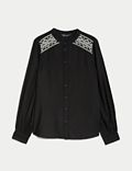 Embroidered Collarless Blouse
