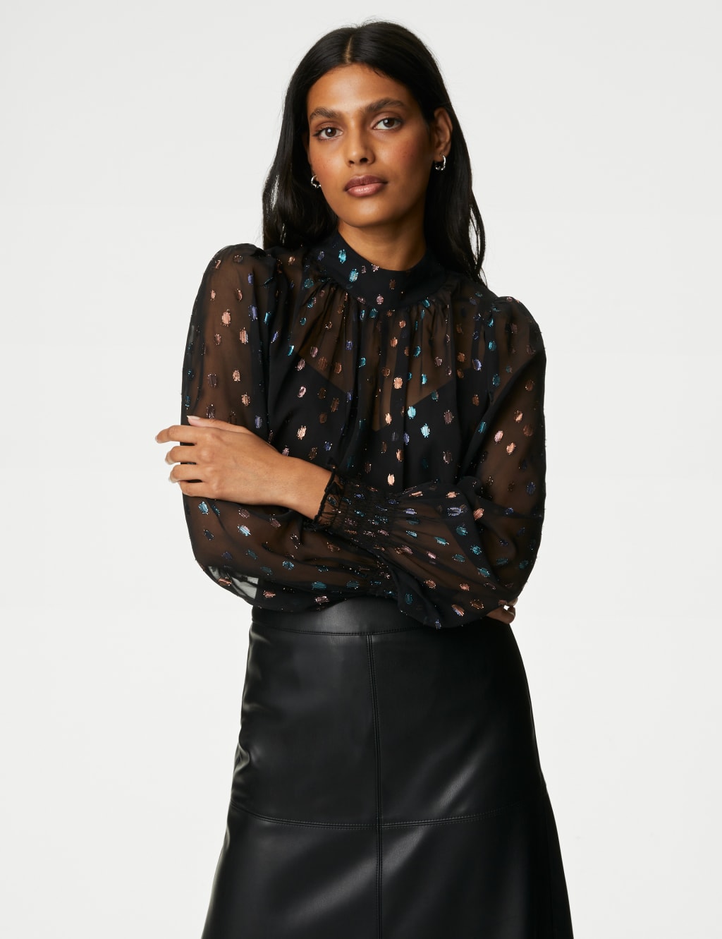 Jacquard High Neck Blouse image 5