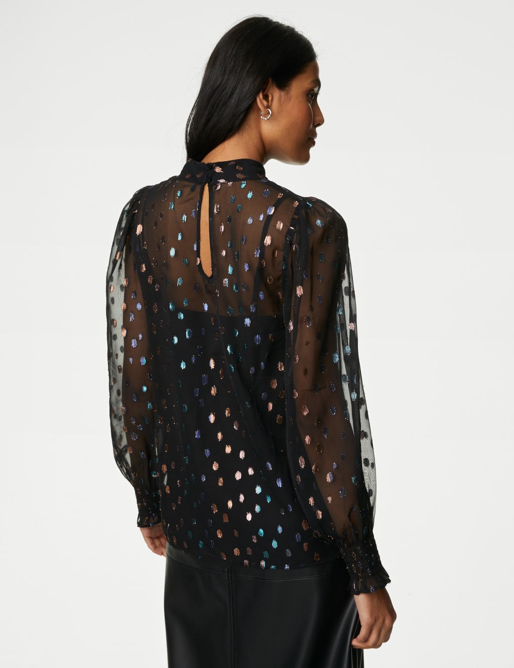 Jacquard High Neck Blouse image 6
