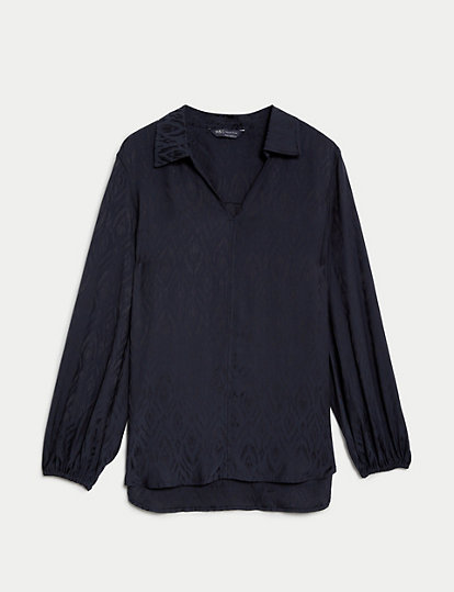 Jacquard Collared Relaxed Shirt