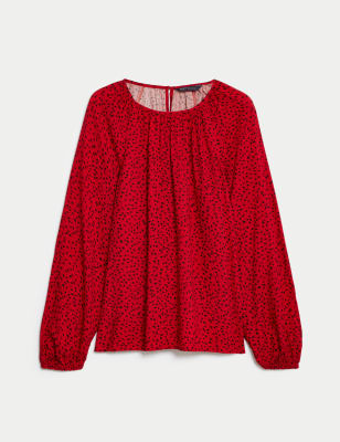 Printed Crew Neck Blouse | M&S Collection | M&S