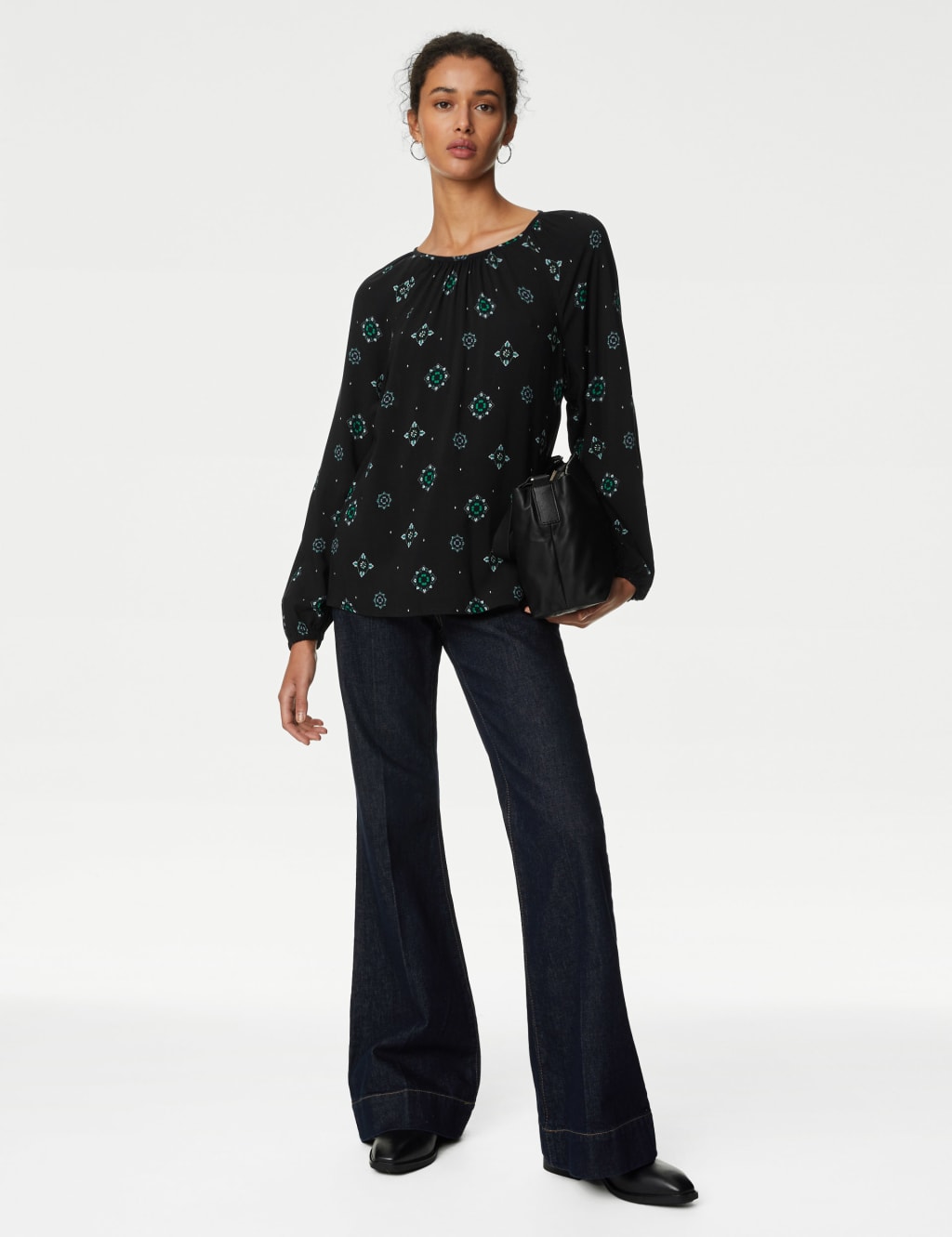 Printed Crew Neck Blouse image 1