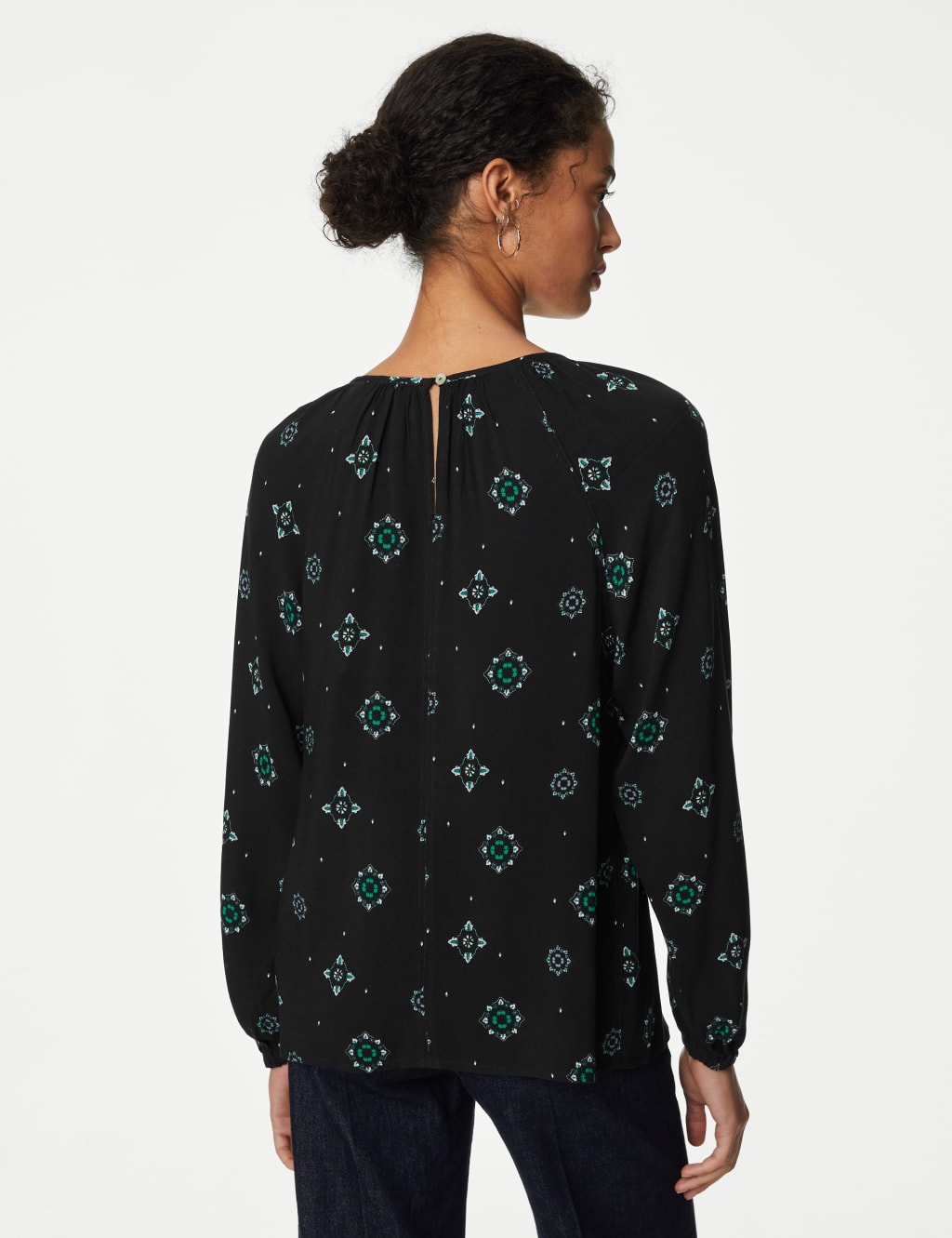 Printed Crew Neck Blouse image 5