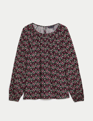 

Womens M&S Collection Bluse mit Rundhalsausschnitt und Aufdruck - Multi, Multi