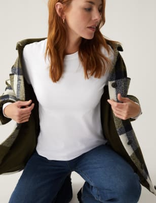 

Womens M&S Collection Pure Cotton Everyday Fit Long Sleeve Top - Soft White, Soft White