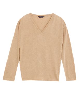 

Womens M&S Collection V-Neck Relaxed Long Sleeve Top - Spice, Spice