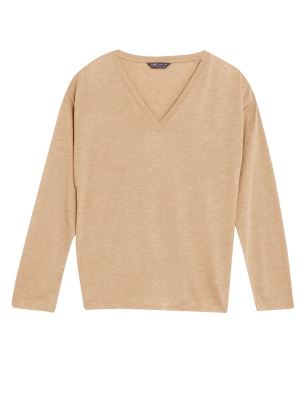 

Womens M&S Collection V-Neck Relaxed Long Sleeve Top - Spice, Spice