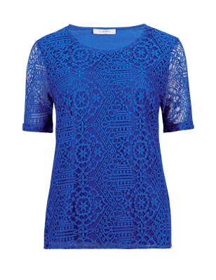 Jersey And Guipure Lace Fitted Top 262073