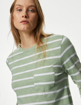 Pure Cotton Stripe Pocket Top