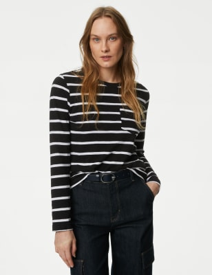 Pure Cotton Stripe Pocket Top - IS