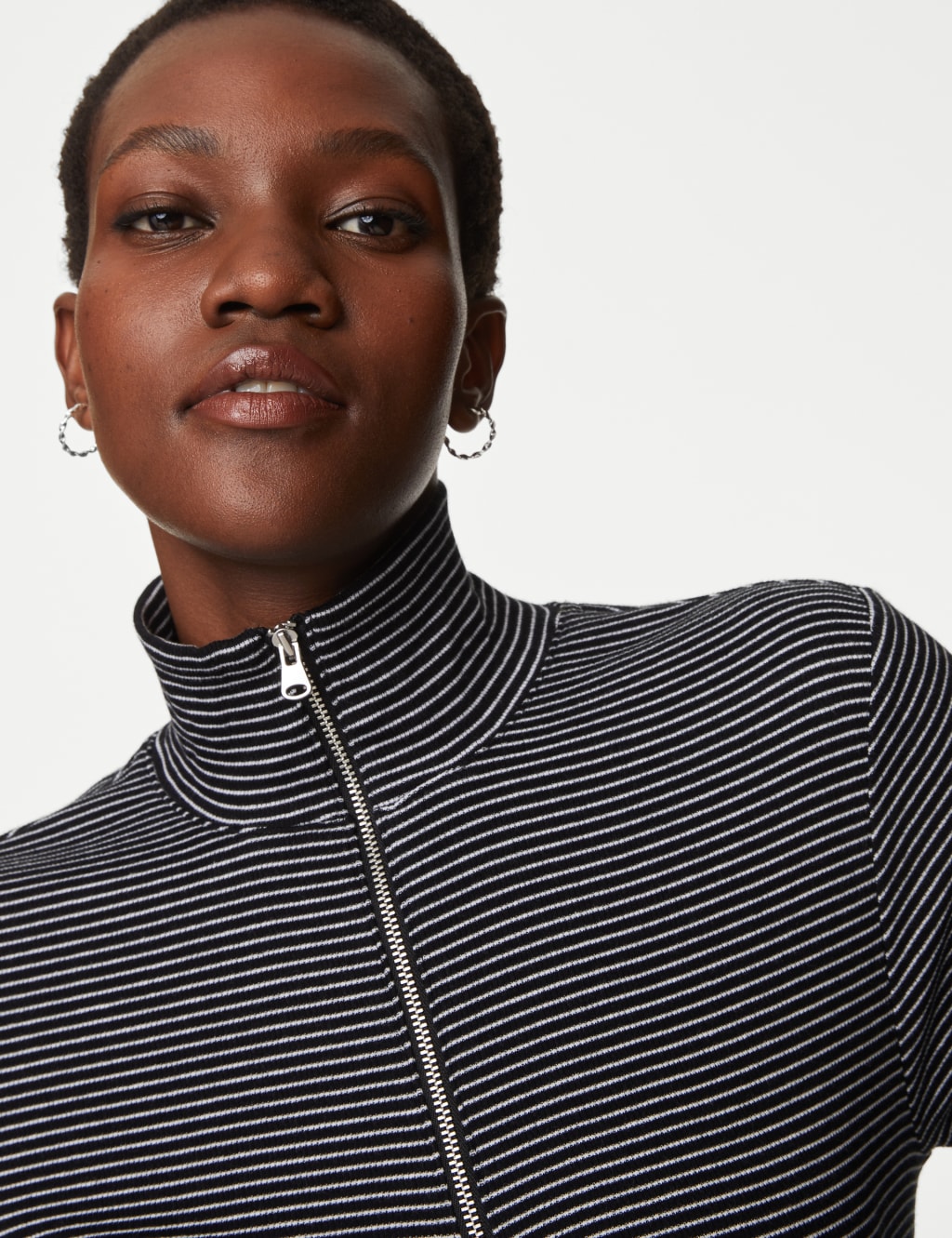 Cotton Rich Striped Half Zip Top image 4