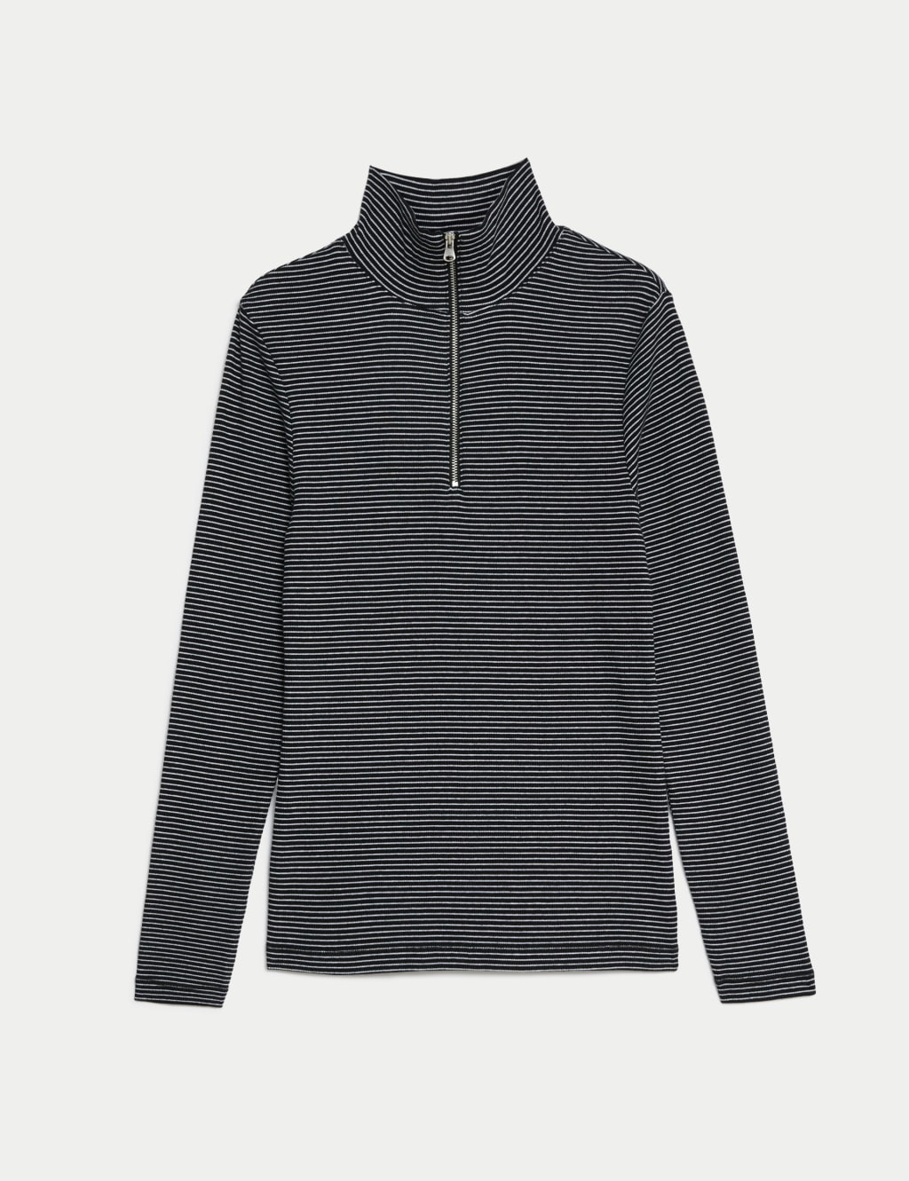 Cotton Rich Striped Half Zip Top image 2
