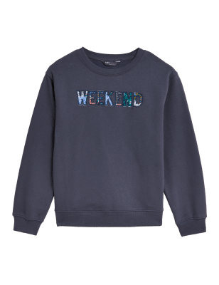 

Womens M&S Collection Cotton Rich Sweatshirt - Moondust, Moondust