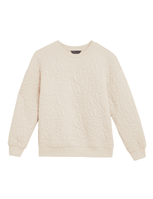 

Womens M&S Collection Quilted Long Sleeve Sweatshirt with Cotton - Calico, Calico