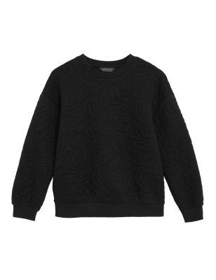 

Womens M&S Collection Gestepptes Langarm-Sweatshirt mit Baumwolle - Black, Black