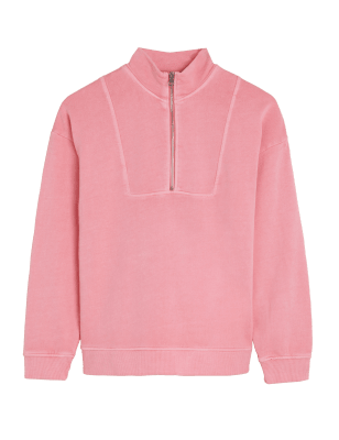 

Womens M&S Collection Sweatshirt aus reiner Baumwolle mit Stehkragen - Watermelon, Watermelon