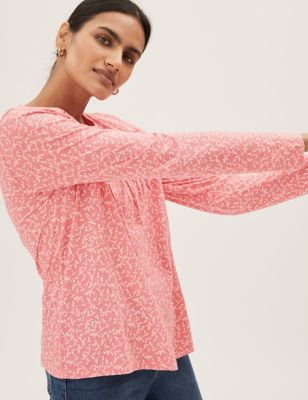 Pure Cotton Printed Long Sleeve Top