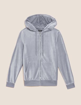 Velour Zip Up Hoodie