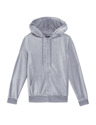 

Womens M&S Collection Velvet Hoodie - Mid Grey, Mid Grey