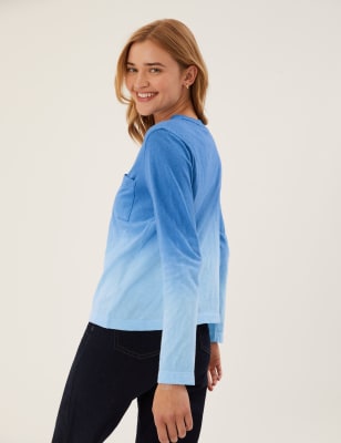 

Womens M&S Collection Pure Cotton Tie Dye Pocket T-Shirt - Blue Mix, Blue Mix