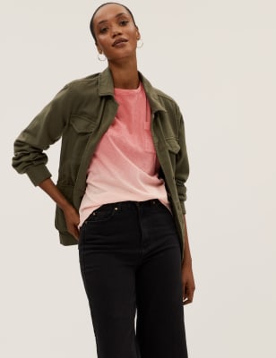 

Womens M&S Collection Pure Cotton Tie Dye Pocket T-Shirt - Pale Pink Mix, Pale Pink Mix