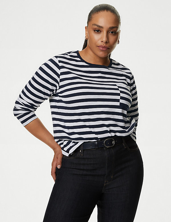 Pure Cotton Striped Pocket T-Shirt - BE