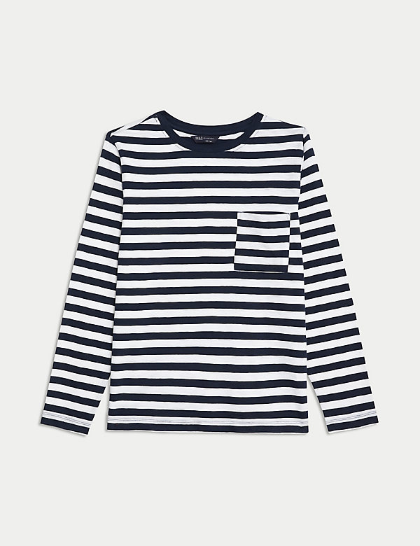 Pure Cotton Striped Pocket T-Shirt - BE