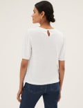 Pure Cotton Broderie Short Sleeve Top