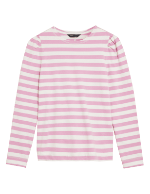 

M&S Collection Top de manga larga de rayas 100% algodónWomens - Pink Mix, Pink Mix