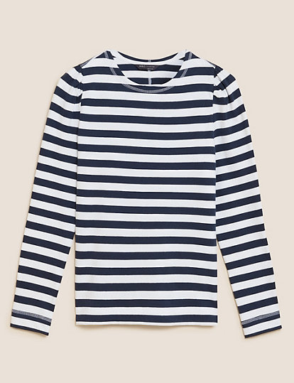 Pure Cotton Striped Long Sleeve Top