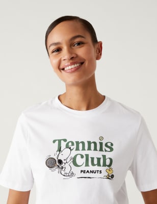 

Womens M&S Collection Pure Cotton Snoopy™ T-Shirt - White, White