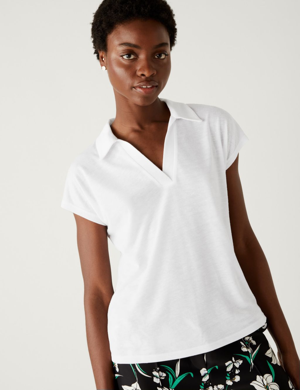 Textured Collared Top with Linen image 3
