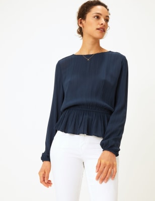 Waisted Long Sleeve Blouse | M&S Collection | M&S