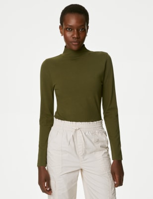 

M&S Collection Top ajustado de algodónWomens - Dark Khaki, Dark Khaki